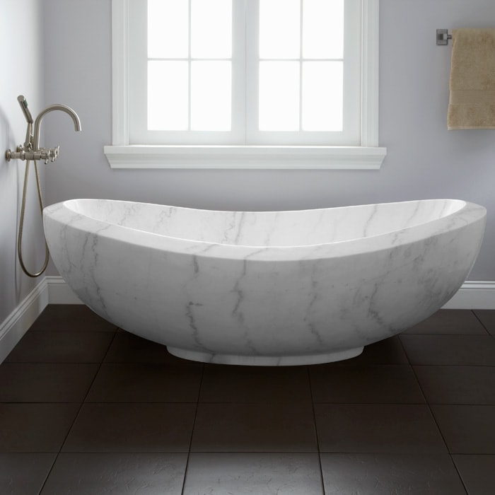 Freestanding marble bathtub