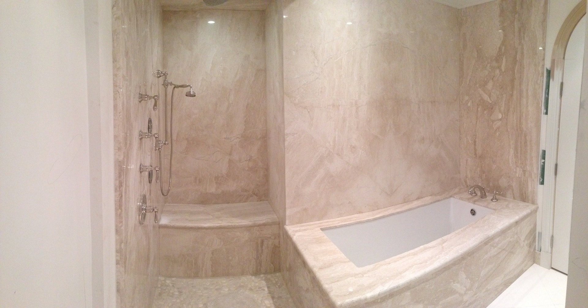 Marble shower and bathtub surround